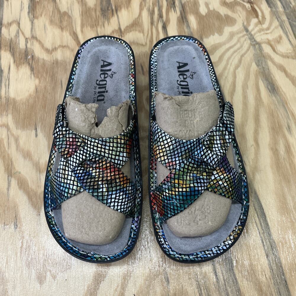 Alegria Sandals Womens Size 38 Floral Multi Color Comfort Leather Shoes - Picture 3 of 12